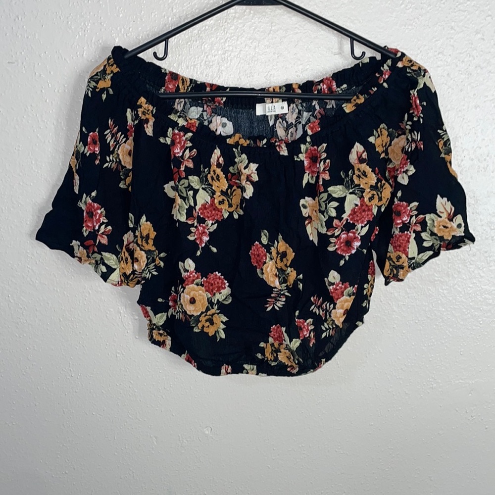 Crop top and long skirt with shorts under